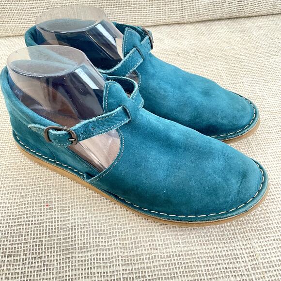 Wild Soles Turquoise Suede Leather Moccasin with buckle, Cushioned, Ladies 8 - Picture 1 of 9